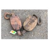 2-Early wood Rope Pulleys