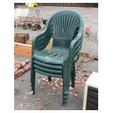 4 Green poly Outdoor Chairs
