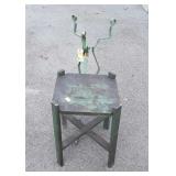 2-Planter Stands Lot, iron trifooted, and wood