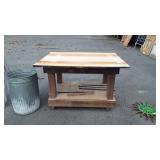 Wood Working Shop Table, on rollers, 4x4 post