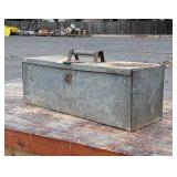 Old galvanized 24" Tool Box with misc hardware