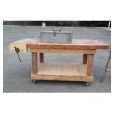Nice Wood Working Shop Table, 4x4 posts frame, on