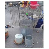 Galvanized Lot includes Trash can no lid, chicken