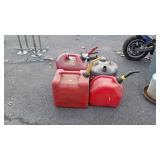 4 Gas Containers one galvanized missing cap