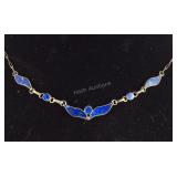 Sterling silver and lapis necklace 15in