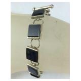 Sterling silver and onyx bracelet 7in