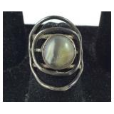 Sterling silver and green stone ring size 4.5