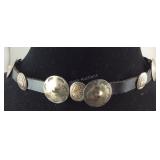 Sterling silver and leather southwestern concho