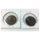 Two copper Spanish coins one is 1801