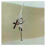 Sterling silver rosary bracelet 6in