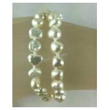 White cultured freshwater pearl double strand