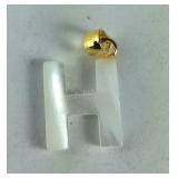 White mother of pearl "H" pendant yellow gold
