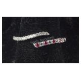 Size 7 Sterling lab grown ruby and lab white