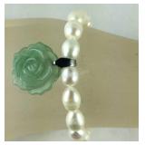 Green aventurine and white freshwater cultured