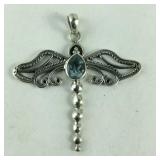 Bali Sterling 1.3ct sky blue topaz dragonfly