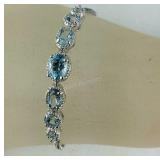 2.86ct sky blue topaz platinum bond bolo bracelet