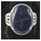Size 9 blue aventurine solitaire platinum bond