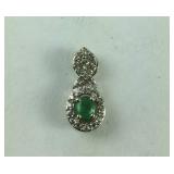 Sterling silver natural emerald and zircon