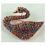 Multi color Austrian crystal rosetone swan
