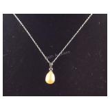17.5in sterling peach freshwater pearl pendant