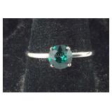Size 8 Sterling.82ct emerald Swarovski crystal