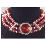 Red glass and Austrian crystal earrings and multi