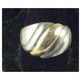 Precious  14K & 925 Dome Ring, Silver & Gold, 8.1