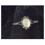 Petite Mother of Pearl Ring, Sterling Silver, 0.8