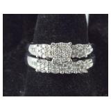 3/8 CTW Genuine Diamond Engagement Ring Set,