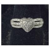 Genuine Diamond Cluster Heart Ring, Sterling