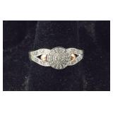 925 & 10K Rose Gold Genuine Diamond Cluster