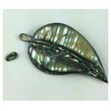 Made in Mexico Abalone Leaf Pin/Brooch, Sterling