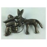 Southwestern Man & Donkey Pin/Brooch, Sterling
