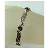 Genuine Sapphire & Diamond Tennis Bracelet, Gold