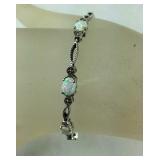 Man-Made Opal Bracelet, Sterling Silver, 6.7