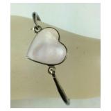Pink Mother of Pearl Heart Bangle Bracelet,