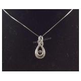 Genuine Floating Diamond Necklace, Sterling