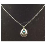 Turquoise Bear Claw Symbol Necklace, Sterling