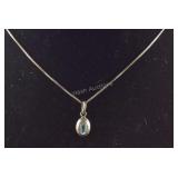 Solitaire Blue Topaz Necklace, Sterling Silver, 3