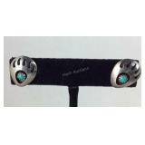 Turquoise Bear Claw Symbol Stud Earrings,