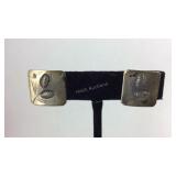 Vintage Flower Frame Screwback Earrings, Sterling