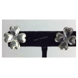Vintage Dogwood Screwback Earrings, Sterling