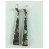 Heavy Signed NF Graduated Abalone Post Earrings,