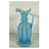 Cased glass pitcher, stands 8.5" tall