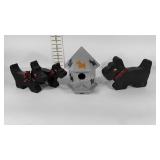 Scottish Terrier wood cut statues and a small