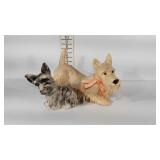 Two Scottish Terrier ceramic statues
