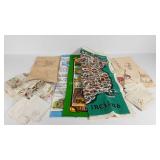 Textiles, linen and cotton tea towels, table