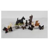 Scottish Terrier figurines and a small decander,