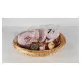 Basket of plush toys including two advertising