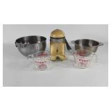 Kitchenwares,  vintage juicer, stainless bowls